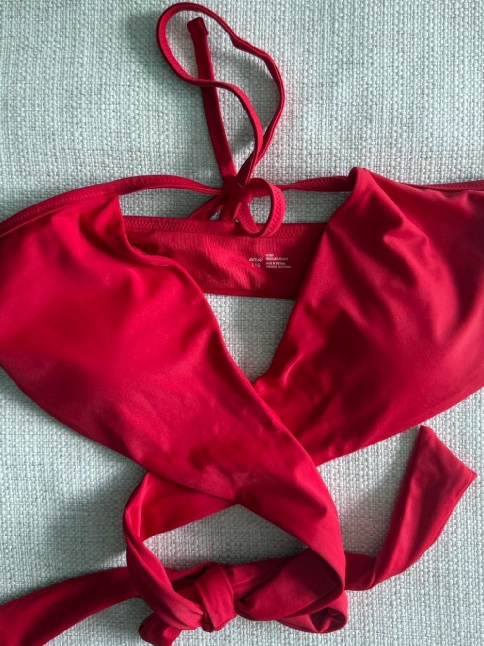 aerie Red Wrap Bandeau Bikini Top